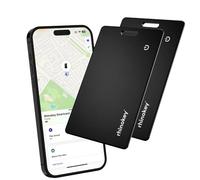 Rhinokey® Wallet Tracker Card (iOS Only) - Slim Rechargeable 1.8mm Thin Tracker, Airtag Wallet IP68 Waterproof, Apple Find My Luggage Tags, Item Finder with Key Chain Hole (2 Pack - iOS)
