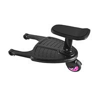 Rhinoon 2 in 1 Stroller Board with Seat, Comfortable Wheeled Board Stroller Pedal, Universal Adjustable Buggy Board, Fits Most Strollers On The Market, Under 55 Pounds, Pink