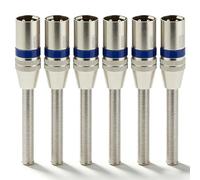 RHINORO, 6-Pack, 3-Pin XLR Male Solder Plug Terminal, Silver and Blue, with Extra-Long Spring Cable Protector