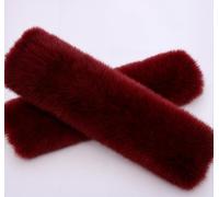 RHINORO Artificial Fur Safty Belt Seatbelt Cover, Furry Soft, Plush and Warm, for Cold Winter Christmas Festival Decoration (RedWine)