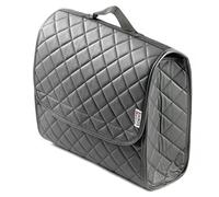 rhinos autostyling COMPATIBLE WITH Fiat 500 2007-2012 - Durable Boot Tidy Tool Declutter Organiser Compact Storage Car Trunk Anti Slip Bag Leather Quilted Grey Square - Gift Idea