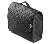 rhinos autostyling COMPATIBLE WITH Range/Land Rover Vogue (2002-2012) - Boot Tidy Organiser Compact Storage Car Trunk Anti Slip Bag Leather Square Quilted Black - Gift Idea