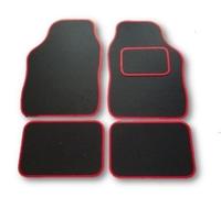 rhinos autostyling FOR Citroen C1 (2014 ON) - UNIVERSAL CAR FLOOR MATS BLACK WITH RED EDGING - 4 PIECE SET