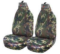 rhinos autostyling For Citroen Nemo - Heavy Duty Durable Nylon Driver Passenger Green Camouflage Pair Waterproof Car Van Front Seat Covers Protectors - 2 x Fronts