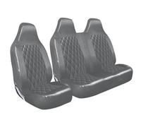 rhinos autostyling FOR FORD TRANSIT TIPPER 2015 - Premium Luxury Van Seat Covers Single Drivers And Double Passengers Seat Covers - 2 + 1 - GREY Quilted Diamond Leather