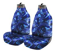 rhinos autostyling For Isuzu D-Max - Heavy Duty Durable Nylon Driver Passenger Blue Camouflage Pair Waterproof Car Van Front Seat Covers Protectors - 2 x Fronts
