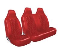 rhinos autostyling FOR IVECO DAILY ALL MODELS - Premium Luxury Van Seat Covers Single Drivers And Double Passengers Seat Covers - 2 + 1 - Red Quilted Diamond Leather