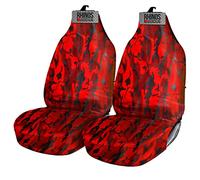 rhinos autostyling FOR VAUXHALL COMBO VAN ALL MODELS - Heavy Duty Durable Nylon Driver Passenger Red Camouflage Pair Waterproof Car Van Front Seat Covers Protectors - 2 x Fronts
