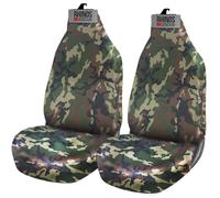 rhinos autostyling For Vauxhall Corsa (C) - Heavy Duty Durable Nylon Driver Passenger Green Camouflage Pair Waterproof Car Van Front Seat Covers Protectors - 2 x Fronts