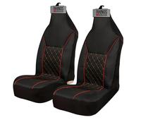 rhinos autostyling FOR VW VOLKSWAGEN TRANSPORTER T2/T3/T4/T5/T6 - Premium Luxury Fabric Car Seat Covers - Red Quilted Piping - 2 x Fronts