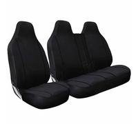 rhinos autostyling FOR VW VOLKSWAGEN TRANSPORTER T2/T3/T4/T5/T6 - Premium Luxury Van Seat Covers Single Drivers And Double Passengers Seat Covers - 2 + 1 - Black And Black Piping