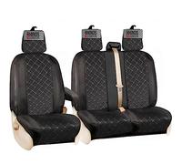 rhinos autostyling TAILORED FOR Ford Transit Custom Luxury Black Diamond Quilting Style Van Seat Covers Protectors - 2020 (Black)
