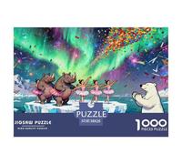 Rhinos Doing Ballet Wooden Jigsaw Puzzle Waterproof 1000 Piece Puzzles for Adults Fun Home Decoration