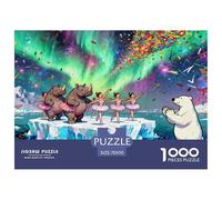 Rhinos Doing Ballet Wooden Jigsaw Puzzle Waterproof 1000 Piece Puzzles for Adults Gifts Colourful Home Decoration