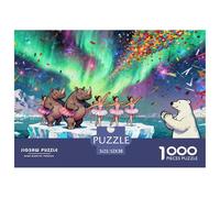 Rhinos Doing Ballet Wooden Jigsaw Puzzle Waterproof 1000 Piece Puzzles for Adults Gifts Colourful Home Decoration