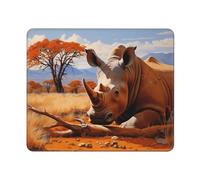 Rhinos Resting Durable Desk Mouse Pads, Anti-Slip Eco-Friendly Design for Gaming and Office Use.