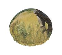 Rhinos running Reusable shower cap - double-layer waterproof, elastic, environmentally friendly daily use shower cap