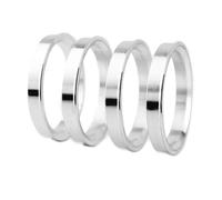 RhinoTuning 4 x centring rings, diameter 66.6 mm to diameter 57.1 mm, silver aluminium