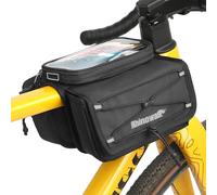 Rhinowalk Bike Front Frame Bag Bicycle Top Tube Frame Storage Waterproof Bicycle Handlebar Bag Fit Smartphone Professional Cycling Accessories-Black