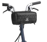 Rhinowalk Handlebar Bag for Brompton Folding Bike & Road Bikes, 1.9L Compact Pouch with Shoulder Strap, 3-Point Mounting, Front Zipper Pocket, Internal Storage for Cycling & Commuting (Black)