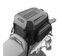 Rhinowalk Motorcycle Tail Bag Hard Shell - Expandable 23L-35L Rear Saddle Bag with Side Compartments, Waterproof Inner Liner, Helmet Storage, Backpack Convertible, PC Top Case (Matte Black Shell)