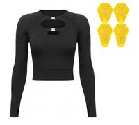 Rhipnide Motorbike Jacket Women, Lightweight Mesh Summer Motorcycle Jersey Suits, CE Armoured Protective Biking Top, High Visibility Compression Activewear Sportswear Fitness MTB Softshell,Black-L