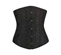 RHISLEO Women's Satin Floral Waist Cincher Lace up Steel Boned Bustier Underbust Trainer Corset (Floral Black, 10)