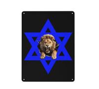 RHKLFGDXCS Jewish Star with Lion Israelites Proud Vintage Metal Tin Sign Poster Hanging Painting Wall Art Decor for Home Coffee Office 30x20cm