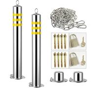 RhLLvJ Parking Guardrails Parking Barrier Security Posts for Driveways Removable 5m Warning Chain Stainless Steel Detachable Bollard Post for Commercial