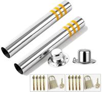 RhLLvJ Parking Guardrails Parking Posts Stainless Steel Security Posts for Driveways Parking Bollards with Reflective Tape