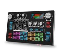 RHM X7 Podcast Equipment, Audio Mixer Interface with 48V Phantom Power & XLR Microphone Interface, 4 Voice Changing Modes, 16 Sound Effects, LCD Display, for PC/Phone/Streaming