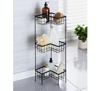 RHMM 3-Tier Bathroom Storage Caddy Freestanding Metal Shower Shelf & Organizer Rack Durable Bathroom Basket for Toiletries, Towels & Essentials Toilet Storage Holder (22 x 22 x 64cm)