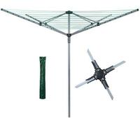 RHMM 60M Heavy Duty 4 Arm Rotary Airer Portable Folding Outdoor Washing Line with Ground Spike, Sturdy Clothes Dryer, Space-Saving Garden Laundry Drying Solution for Home
