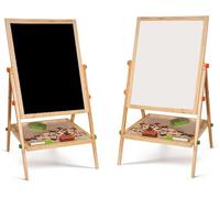 RHMM Double-Sided Kids 2-in-1 Wooden Art Easel - Adjustable Flip-Over Drawing, Writing Board, Whiteboard, Blackboard Chalkboard for Children’s Fun Play & Educational Learning Activities (100 cm)