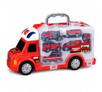 RHMM Fire Fighter Crew Playset for Kids - Fire Rescue Pretend Play Toy Set with Vehicles & Accessories, Firefighter Role Play Set with Carry Case, Imaginative Emergency Rescue Gift for Boys & Girls 3+