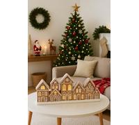 RHMM LED Light Up Gingerbread Houses 15cm Christmas Holiday Decoration, Festive Table Centerpiece, Battery Operated Warm White Fairy Lights, Cute Miniature Xmas Home Decor