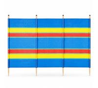 RHMM Multi-Coloured Beach Windbreak with Wooden Poles, Portable Wind Break Screen, Camping Sun Shelter & Privacy Screen for Beach, Garden, Picnic & Outdoor Use - 4, 5, 6, 8 & 10 Pole Options
