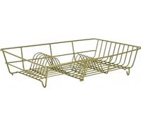 RHMM Stainless Steel Dish Drying Rack for Kitchen Large 18-Slot Anti-Rust Wire Dish Drainer for Plates, Bowls & Lids Durable Countertop Dish Rack Organizer (48.5 x 30 x 10cm) (Gold)