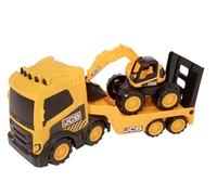 RHMM Teamsterz JCB Mega Transporter & Excavator 2 Pack | Construction Vehicle Toy Set with Transport Truck & Digger | Kids Heavy Duty Building Site Playset