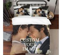 RHMMDIYST Custom Duvet Cover Set | Personalised Bedding Set with Photo/Text | Customised Bed Cover ＆ 2Pillowcase | Suitable All-Season | Different Bedding for Family, Couples,Kids