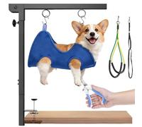 Rhncof Foldable Dog Grooming Arm : Adjustable Height 26-40 - for Dog Grooming Table - with Dog Grooming Hammock & No-Sit Holders-Grooming Restraint for Small Medium Dogs at Home or Salon