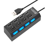 Rhnemuog 4 Ports USB Hub Splitter USB 2.0 Hub LED with 4 ON/OFF Switches for Laptop Computer Notebook