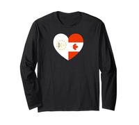 Rhode Island and Canada Flags: Heart Shaped Unity Long Sleeve T-Shirt