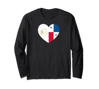 Rhode Island and Panama Flags: Heart Shaped Unity Long Sleeve T-Shirt