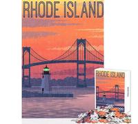 Rhode Island Bridge ﹨u Lighthouse Puzzles for Adults 1000 Piece Secret Santa Gifts Suitable for Couples Home Decoration Toys for 14+ Puzzle Game Offered size 38x52cm