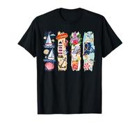 Rhode Island Brushstroke Sailboat Lobster Lighthouse Anchor T-Shirt