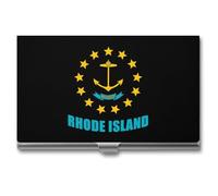 Rhode Island Flag Metal Business Credit Card Holder Wallet Case for Men Women Slim