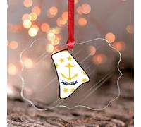 Rhode Island Hanging Ornaments US History Classroom State Flag Butterfly Christmas Tree Ornament Keepsake Country Location Street Café Acrylic Christmas Bauble for Xmas Party Decorations