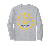 Rhode Island Hope Flag Long Sleeve T-Shirt, Adult Unisex, Heather Grey, S