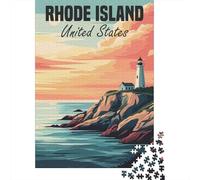 Rhode Island Lighthouse Sunset Postcard, Classic Puzzle, 1000 Pieces, 52x38cm/1000pcs
